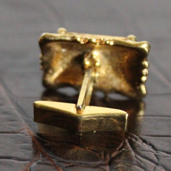 1970s Gold Tone Cuff Links Ornate Baroque Revival Style Vintage - Picture 6 of 8